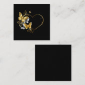 Hart met gouden vlinders vierkante visitekaartje (Voorkant / Achterkant)