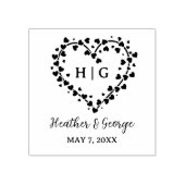 Hart met harten trouw monogram ontwerp rubberstempel (Afrduk)