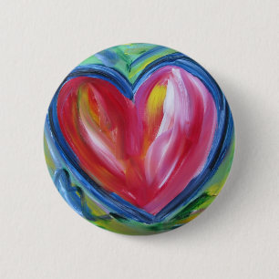 Hart met Hoop Knop Ronde Button 5,7 Cm