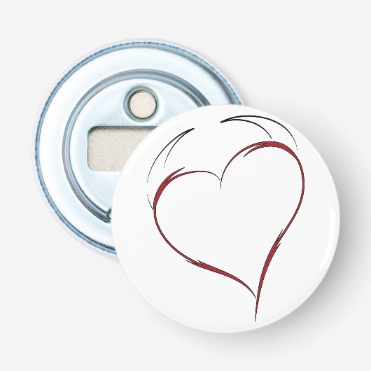 Hart met hoorns button flesopener (Voorkant)