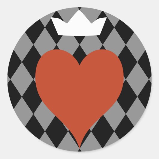 Hart met kroon ronde sticker (Voorkant)