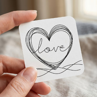 Hart met Liefde Continu Lijn Kunstontwerp Vierkante Sticker