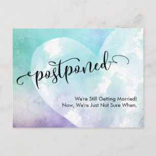 Hart met Paarse & Turquoise Uitgestelde bruiloft Briefkaart