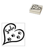 Hart met Paw Print Trail en aangepaste naam Rubberstempel (Gestempeld)