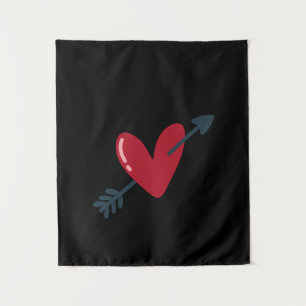 Hart Met Pijl Valentijn Minimaal T-Shirt Wandkleed