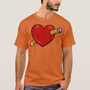 Hart met potloodliefde om tekenartiest te tekenen t-shirt
