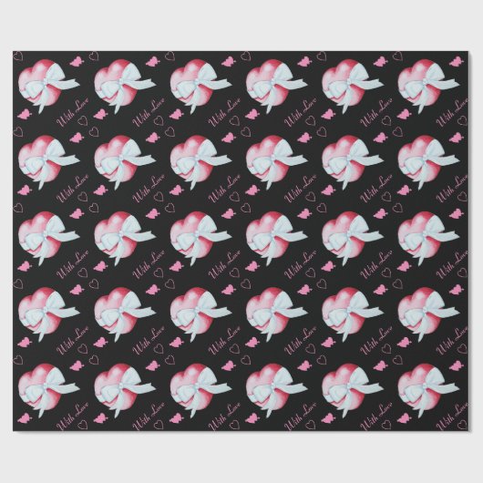 hart met romantisch kunstontwerp voor witte boeg cadeaupapier (Vlak)