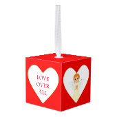 Hart met schattige elf en engelenkerst kubus ornament (Achter hoekig)