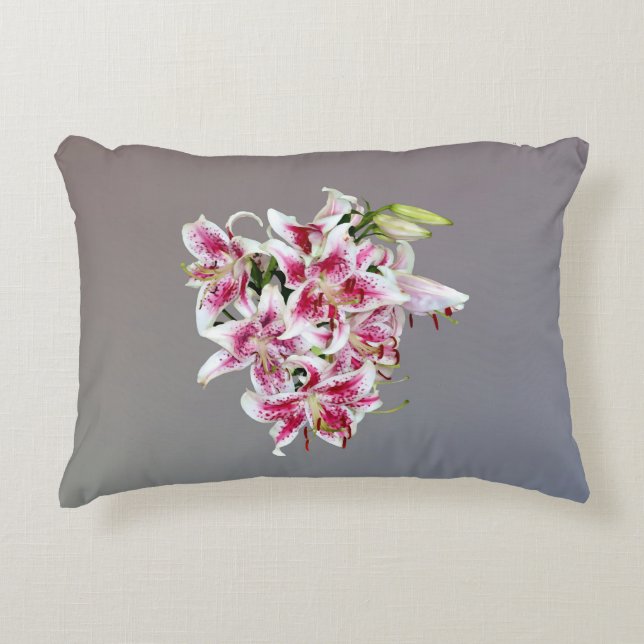 Hart met Stargazer Lilies Accent Kussen (Voorkant)