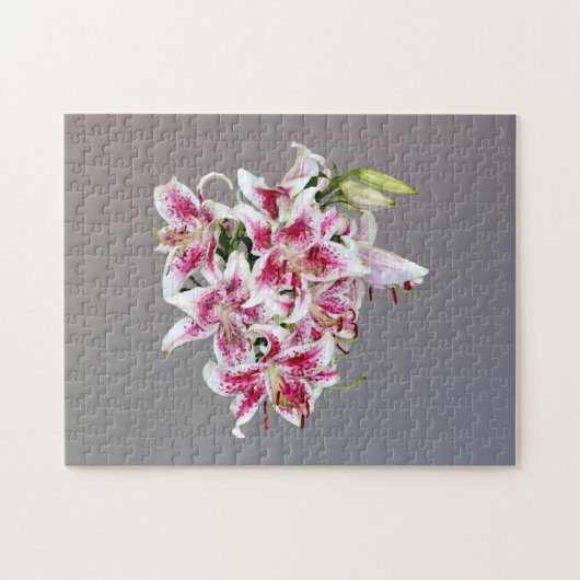 Hart met Stargazer Lilies Legpuzzel (Horizontaal)