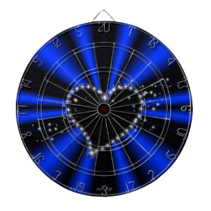Hart met sterren op blauw en zwart dartbord