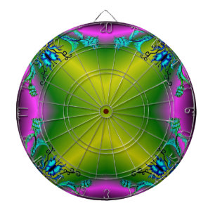 Hart met ventilator en vlinder op groen dartbord