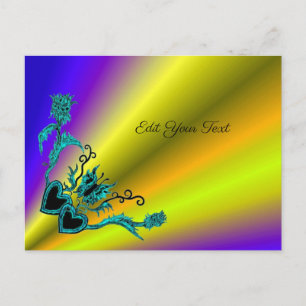 Hart met ventilator en vlinder op regenboog briefkaart