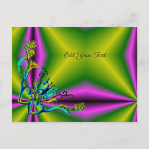 Hart met ventilator en vlinder op regenboog briefkaart