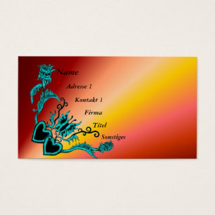 Hart met ventilator en vlinder op regenboog visitekaartje