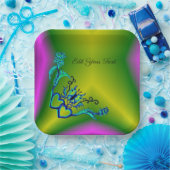 Hart met ventilator en vlinder papieren bordje (Feest)