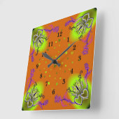 Hart met ventilator en vlinder vierkante klok (Hoek)