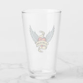  hart met wings, liefde geeft je wonden glas (Achterkant)
