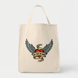 hart met wings, liefde geeft je wonden tote bag