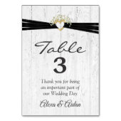 Hart met zwart lint op gewitwasd hout kaart (Achterkant)