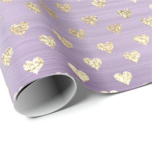 Hart Metallic Lavande Paarse Blush Gold Faux Cadeaupapier