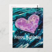 Hart Mixed Media Gefeliciteerd Briefkaart (Voorkant / Achterkant)