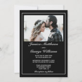 Hart Modern Minimalistisch Zwart Foto Bruiloft Kaart (Voorkant)