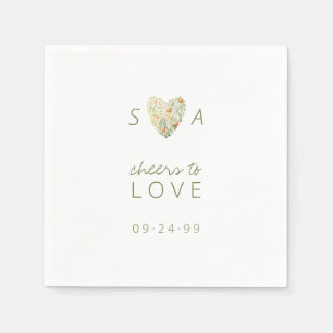 Hart Modern Rustiek Boho Bloemen Groen Bruiloft Servet