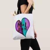 hart-monogram aangepaste gepersonaliseerde tas (Dichtbij)