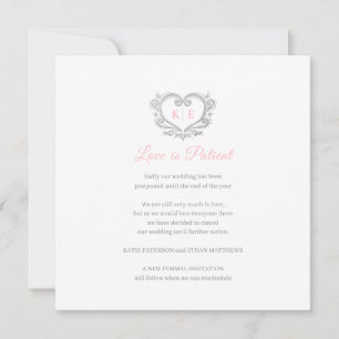 Hart monogram afgeblazen bruiloft liefde patiënt r aankondiging