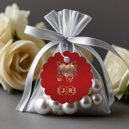 Hart & Monogram Bedankt - Rood Bedankjes Labels