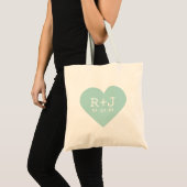 Hart Monogram bruiloft gunst Tote Bag (Voorkant (product))