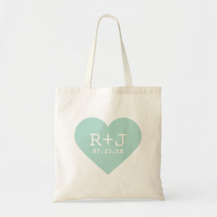 Hart Monogram bruiloft gunst Tote Bag