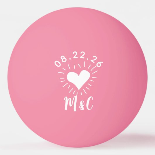Hart Monogram Bruiloft Pingpongballen (Voorkant)