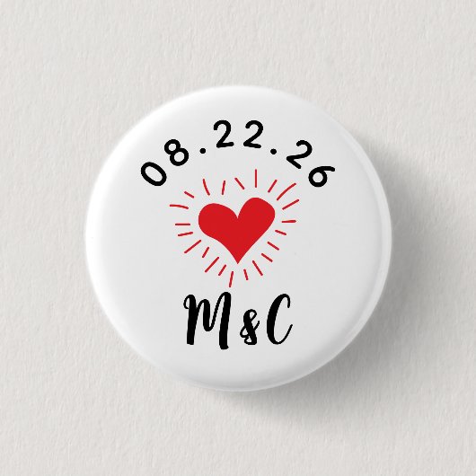 Hart Monogram Bruiloft Ronde Button 3,2 Cm (Voorkant)