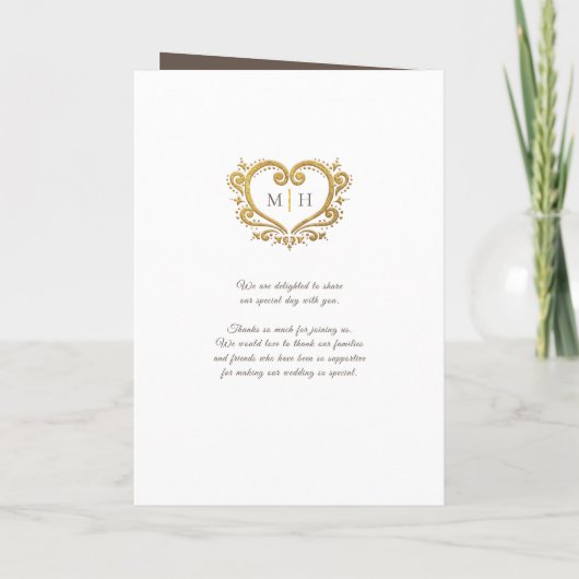 Hart monogram foto goudbruin trouwprogramma programma (Achterkant)