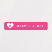 Hart Monogram Kleurrijk Waterdicht Naam Labels (Design 1)