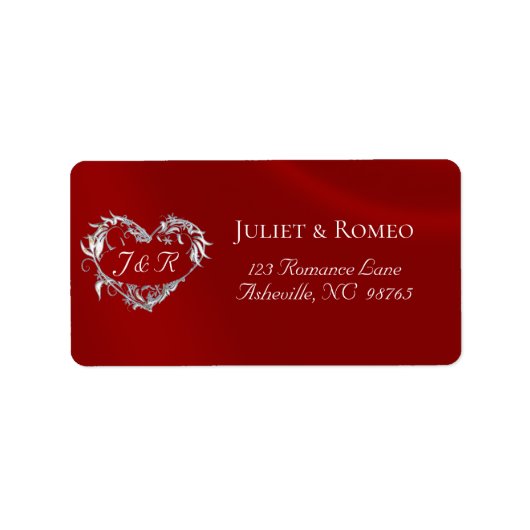 Hart-monogram retouradres - Rood Etiket (Voorkant)