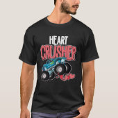 Hart Monster Truck Crusher Funny Valentijnsdag T-shirt (Voorkant)