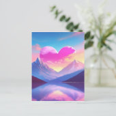 Hart & Mountain Sunset Landschapskunst Briefkaart (Staand voorkant)