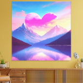 Hart & Mountain Sunset Landschapskunst Canvas Afdruk (Insitu (Woonkamer))