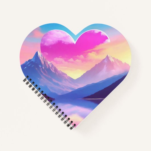 Hart & Mountain Sunset Landschapskunst Notitieboek (Voorkant)