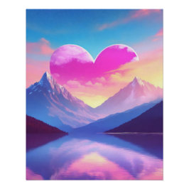 Hart & Mountain Sunset Landschapskunst Perfect Poster