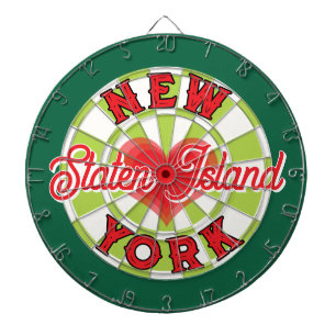 Hart NEW YORK Rood Aangepaste Tekst & Groene Achte Dartbord