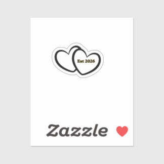 Hart omlijning Bruid Bruidegom Huwelijk Sticker