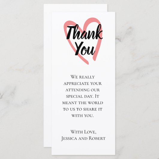 Hart ontwerp bruiloft bedankje (Voorkant / Achterkant)