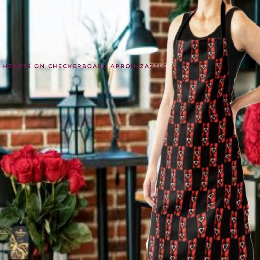 Hart op checkboard schort
