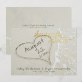 Hart op het strand bruiloft save the date (Voorkant / Achterkant)