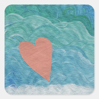 Hart op oceaan golven vierkante sticker