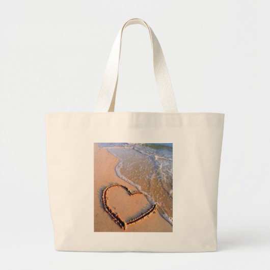 hart op strand grote tote bag (Voorkant)